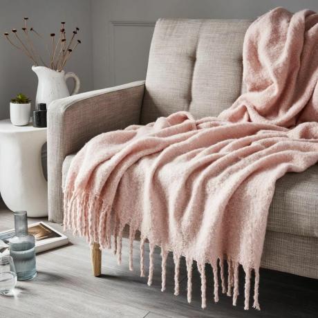 Mohair-tyylinen sohvaheitin 1,5 m x 2 m - vaaleanpunainen