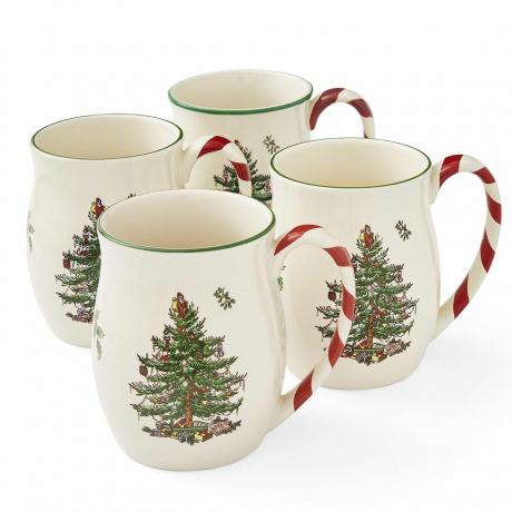 Spode Christmas Kolme mukia piparminttukahvalla, 4 kpl