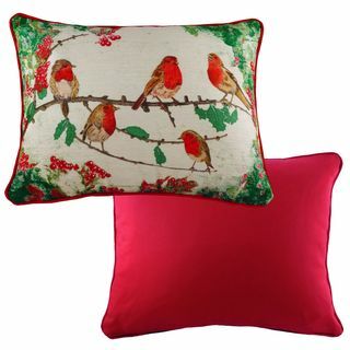 Christmas Robins suorakaiteen muotoinen tyyny monivärinen
