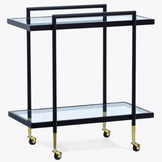 Cole Glass Bar Cart, musta