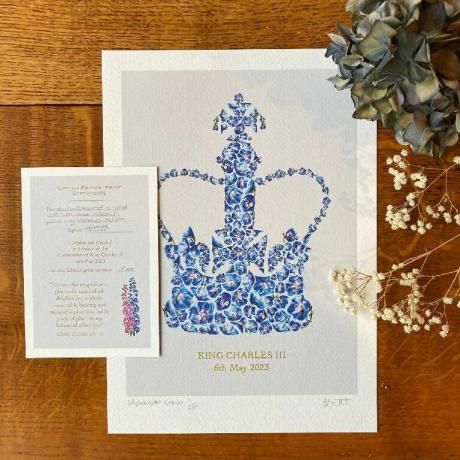 Coronation 'Delphinium Crown' A4 Limited Edition -painatus sinisenä
