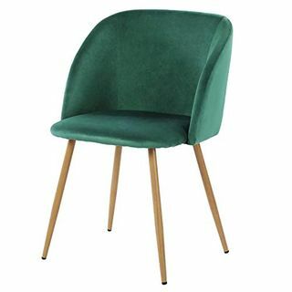 H.J WeDoo Velvet Ruokapöydän tuolit Pehmustettu nojatuoli Mid Century Modern Tuolit Olohuoneen tuoli Meikkiä korostavat tuolin sivuvapaat tuolit, joissa puun näköiset metallijalat, tummanvihreä, 18,5 " x 19,9" L x 32,9 " H