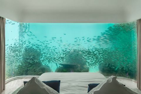 Kelluva merihevonen huvila vedenalainen makuuhuone