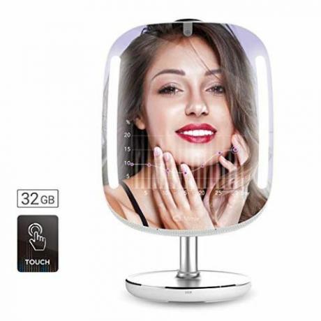HiMirror Mini 32G: Kauneuspeili, kaksoismuistikapasiteetilla, Älykäs kauneuspeili iholla Analysaattori, meikkauspeili LED-valoilla, älykäs turhamaisuuspeili 2X3-suurennuksella, valaistu Kosmeettinen peili