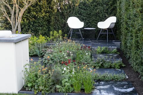Monivuotinen puutarha. Suunnittelija Peter Donegan. Näytä puutarha. RHS-kukkashow Cardiff 2019.