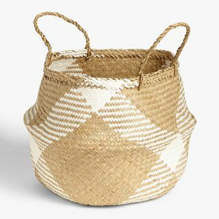 John Lewis & Partners Valkoinen Pattern Seagrass Basket