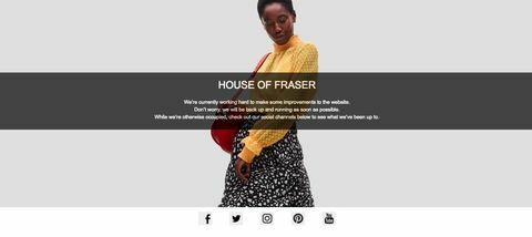 House of Fraser -sivusto offline-tilassa