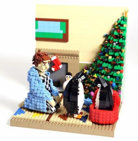 John Lewis joulumainokset luotiin LEGO-tiileillä.