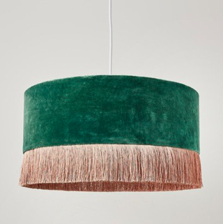 Ero Green Velvet & Tassel Drum lampunvarjostin