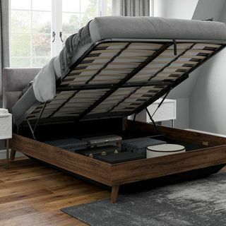 Florence Velvet-Finish Shadow Ottoman Bed Frame