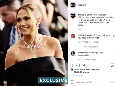 e-uutiset Jennifer Lopez Chrishell Stause -kommentti