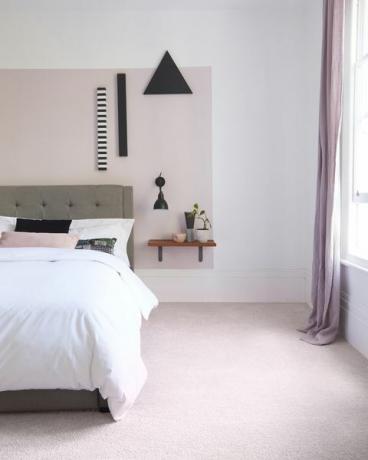 vaaleanpunainen ja harmaa makuuhuone, satamaranta Saksi matto talosta kaunis kokoelma maton oikealta